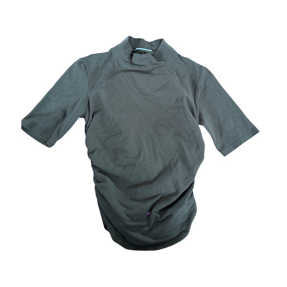Reformation army green high neck ruched sides blouse‎